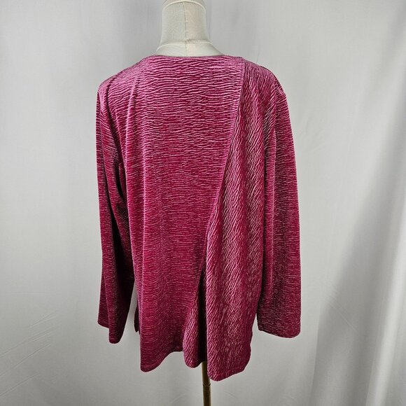 Habitat Tunic Top XL Velour Long Sleeve Raspberry Pink Velour Textured Colorful - Picture 3 of 9